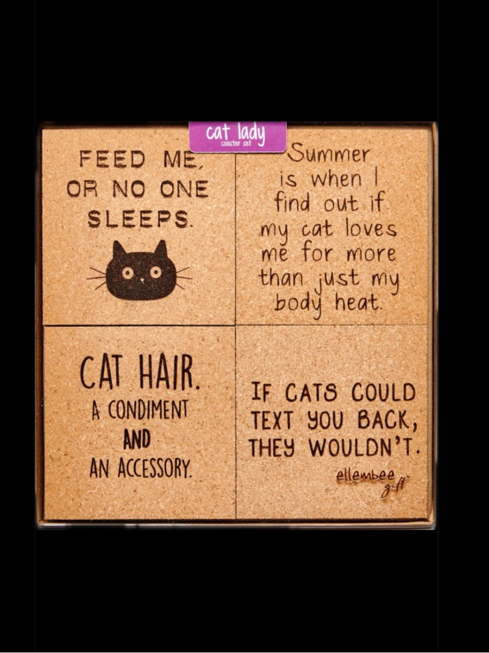 Cat Lady Cork‎ Coaster Set of 4 | BRAND NEW